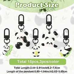 15 pendentif décoratif en résine panda de 5 styles&nbsp;HJEW-YW00210