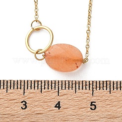 Colliers à maillons ovales en acier inoxydable 304 et jade blanc naturel teinté pour femmes&nbsp;NJEW-A045-10G