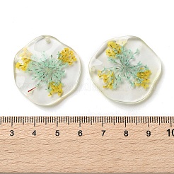 Anhänger aus transparentem Harz mit getrockneten Blumen&nbsp;LS-RESI-A043-04C