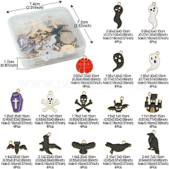60pcs 15 Arten Halloween-Thema-Legierungs-Emaille-Anhänger&nbsp;FIND-FS0002-89