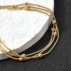 304 Edelstahl Satellitenketten Mehrsträngige Armbänder für Damen&nbsp;BJEW-V012-05G