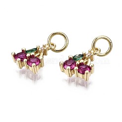 Ciondoli in ottone con micro pavé di zirconi verdi e viola&nbsp;ZIRC-S067-006-NR
