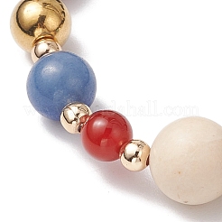 3 pz braccialetti elastici con perline di pietre preziose naturali miste rotonde&nbsp;BJEW-JB11243