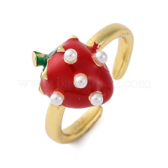 Offene Manschettenringe aus Messing und Emaille für Damen&nbsp;RJEW-U057-19A-G