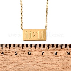 Rechteckige Halsketten aus 304 Edelstahl mit 11:11-Anhänger für Damen&nbsp;NJEW-Z091-16G-02