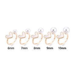 Herz-Manschettenring-Fassungen aus Messing mit Muscheln&nbsp;X-KK-T076-74G