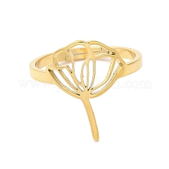 Anneau réglable creux en forme de lotus en acier inoxydable 304 avec placage ionique (IP)&nbsp;RJEW-L107-021G