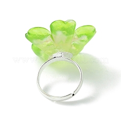 5 Stück 5 Farben leuchtend im Dunkeln leuchtende Blumenharz-Fingerringe-Set&nbsp;RJEW-JR00641-S
