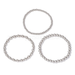3 Stück 3 Stile Messing runde Perlen Stretch-Armbänder für Frauen&nbsp;BJEW-JB12796