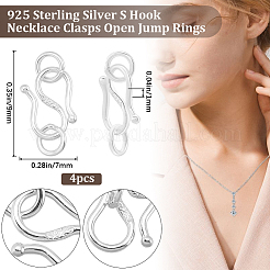 4 Stück: 925 Haken- und S-Hakenverschlüsse aus Sterlingsilber&nbsp;STER-BBC0007-04