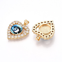 Pendenti in ottone micro pavé di zirconi cubici trasparenti per donna&nbsp;KK-T070-93A-04