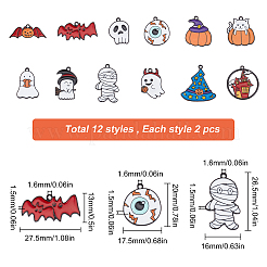 24 Stück 12 Stile Halloween-Thema Legierung Emaille Anhänger&nbsp;ENAM-SC0001-93
