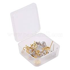 8 Paar Messing Micro Pave Ohrstecker mit Zirkonia klar&nbsp;KK-ZZ0001-09-RS