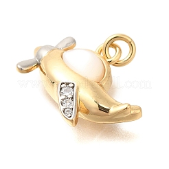 Pendentifs avec zircon cubiques à micro-pavés en laiton&nbsp;KK-U040-04G