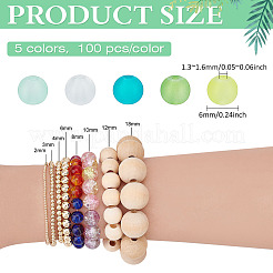 Ensemble de perles de verre transparentes de 5 couleur&nbsp;FGLA-PH0001-11A-02