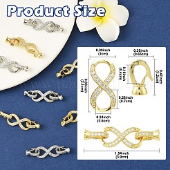 2 fermoir déployant en laiton micro pavé de zircone cubique transparente&nbsp;KK-YW0003-54P
