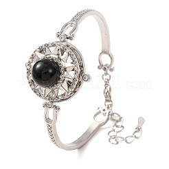 Bracelets à maillons en obsidienne naturelle avec soleil tournant&nbsp;GG-CBA0251-11P-10