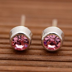 Sencilla de color original de plano y redondo de acero inoxidable Pendientes resinrhinestone unisex populares&nbsp;EJEW-L073-A-19