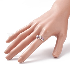 Bague en spirale perlée d'améthyste naturelle&nbsp;RJEW-TA00049-04