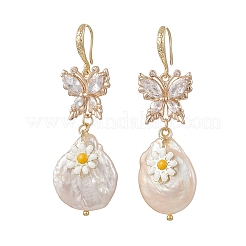 Natürliche Barockperle Keshi Perle baumeln Ohrringe&nbsp;EJEW-JE07241