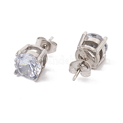 6 Paar flache runde Ohrstecker aus Zirkonia&nbsp;EJEW-G291-05D-M