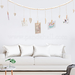 2 Stück 2 Stile Wandbehang Fotodisplay mit Holzperlengirlande&nbsp;WOOD-GO0001-02