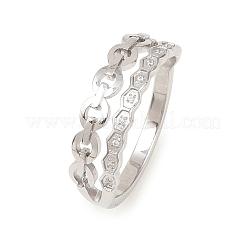 Bagues en acier inoxydable 304 micro pavé de zircones cubiques pour femmes&nbsp;RJEW-K315-01P