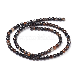 Natürliche schwarze Achat Perlen Stränge&nbsp;G-L555-04-4mm