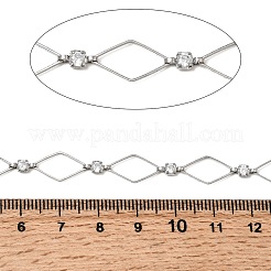 Catene a maglie romboidali in ottone pavé di zirconi cubici trasparenti fatte a mano&nbsp;CHC-G027-01P