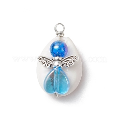 Perles de coquillages cauris mélangées naturelles avec perles acryliques transparentes écologiques et pendentifs en alliage de style tibétain en forme d'ailes de fée&nbsp;PALLOY-JF03814-02