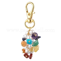 Chakra natürlicher roter Jaspis & grüner Aventurin & roter Aventurin & Citrin & Lapislazuli & Amethyst & synthetische türkise Chip-Anhänger-Dekorationen&nbsp;HJEW-JM02516
