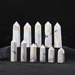 Tour de pointe galvanoplastie baguettes en pierre de guérison howlite naturelle&nbsp;PW-WG41958-01
