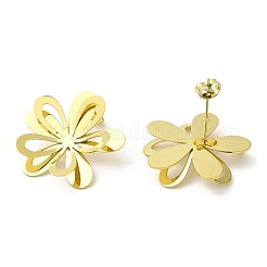 Orecchini a bottone in acciaio inossidabile con fiore cavo per donna&nbsp;EJEW-G360-01C