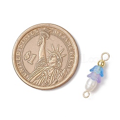 Ciondoli connettore in acrilico e perle d'acqua dolce coltivate naturali con fiori smerigliati&nbsp;PALLOY-JF03590-11