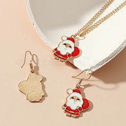 Ensembles de colliers et boucles d'oreilles pendantes en alliage émaillé sur le thème de Noël pour femmes&nbsp;WGFE393-04