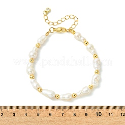 Armbänder aus natürlichen barocken Keshi-Perlen und Messingperlen für Damen&nbsp;BJEW-JB13957
