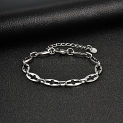 Ovale Armbänder aus Edelstahl 304 mit hohler Kreuzgliederkette&nbsp;WG549C5-01