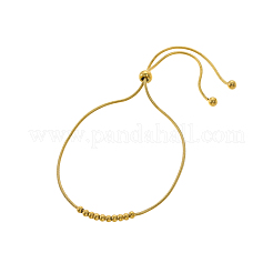 Bracelet coulissant en acier inoxydable 304 à perles rondes et maille serpent pour femme&nbsp;BJEW-A26-03-24-1