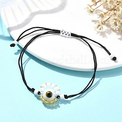 Braccialetti con perline intrecciate regolabili realizzati a mano in vetro a lume e malocchio&nbsp;BJEW-MZ00099-03
