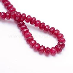Facettierte rondellgefärbte naturweiße Jade-Perlenstränge&nbsp;G-R343-6x8-07