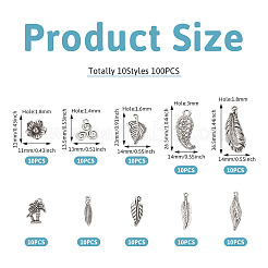100 pièces 10 styles pendentifs en alliage de style tibétain&nbsp;TIBE-TA0001-34