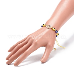 Perline in resina malocchio e tondo piatto con braccialetti di perline intrecciate con strass in lega di albero della vita per ragazze donne&nbsp;BJEW-JB08740-04