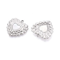 304 Edelstahl Pavé-Anhänger mit natürlichen weißen Muscheln&nbsp;STAS-N109-203P