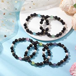 Bracciali di perline tratto gemme naturali e sintetiche&nbsp;BJEW-JB11001