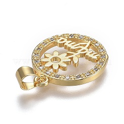 Pendenti in zirconi cubici trasparenti in micro pavè di ottone&nbsp;ZIRC-A011-27G