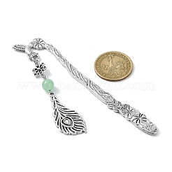 Natürliche und gefärbte Lesezeichen aus runder Perlenlegierung aus malaysischer Jade&nbsp;AJEW-JK00292