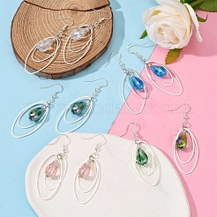 Trendige Glas Teardrop baumeln Ohrringe&nbsp;EJEW-JE00529