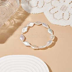 Bracciale elasticizzato da donna con perle keshi barocche naturali con perline a rombo&nbsp;BJEW-JB08911