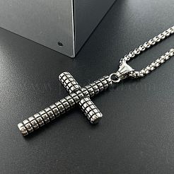 Klassische Halsketten mit Kreuzanhänger aus 304er Edelstahl für Herren&nbsp;HH4351