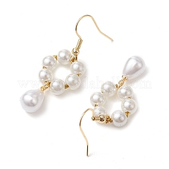 Perla de plástico con pendientes colgantes de latón para mujer.&nbsp;EJEW-JE05991